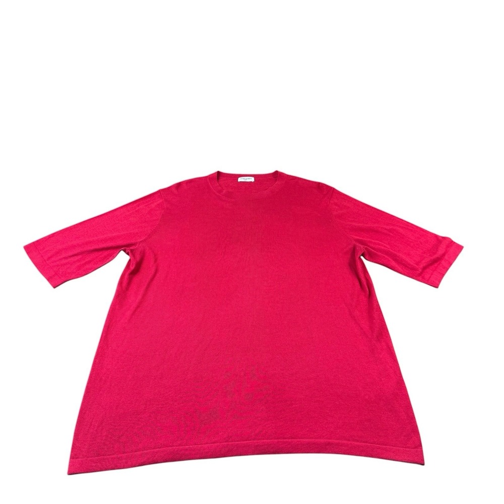 Tom James Red Silk Cashmere Crewneck S/S Shirt Size XL